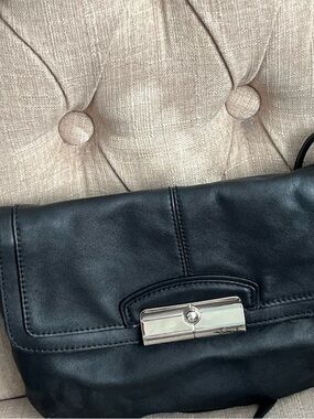 Coach Black Leather Shoulder Bag with Silver Hardware